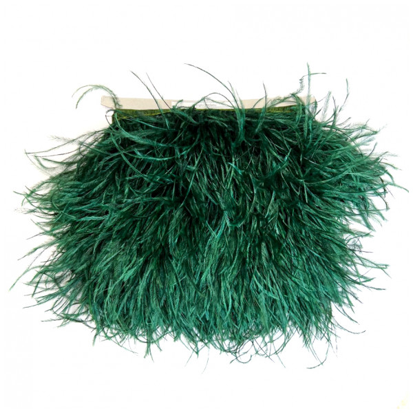 Тесьма декоративная с перьями, цвет темно-зеленый